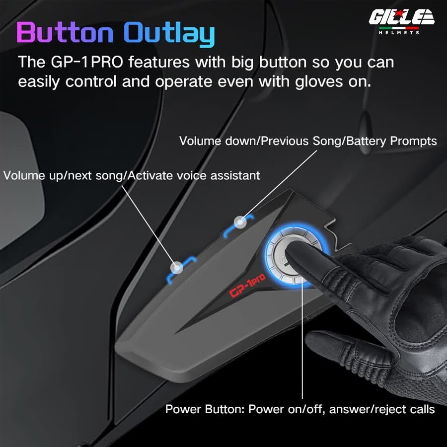 GILLE Official GP1 GP2 Intercom for Motorcycle Helmet Headset Bluetooth ...