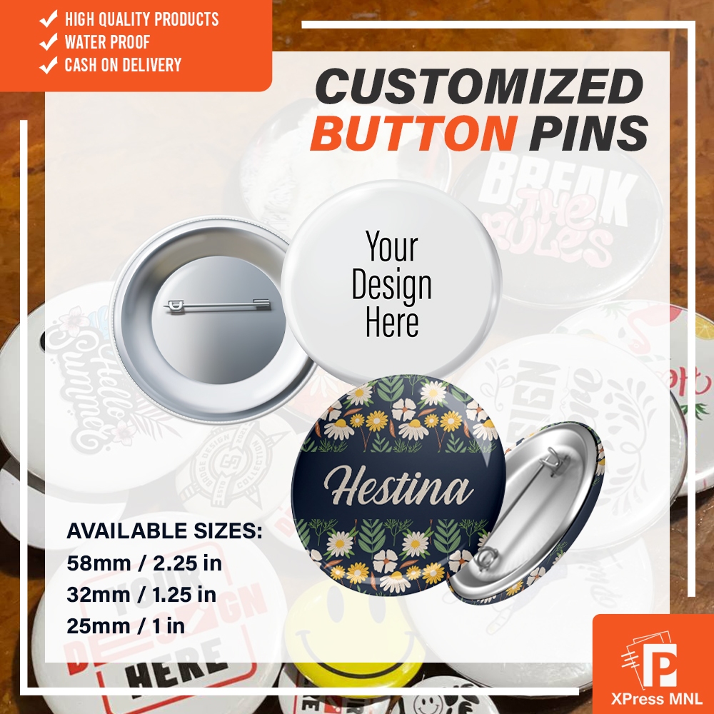 Customized / Personalized Button Pins (Gloss, Matte, Glittered)Min 5pcs ...