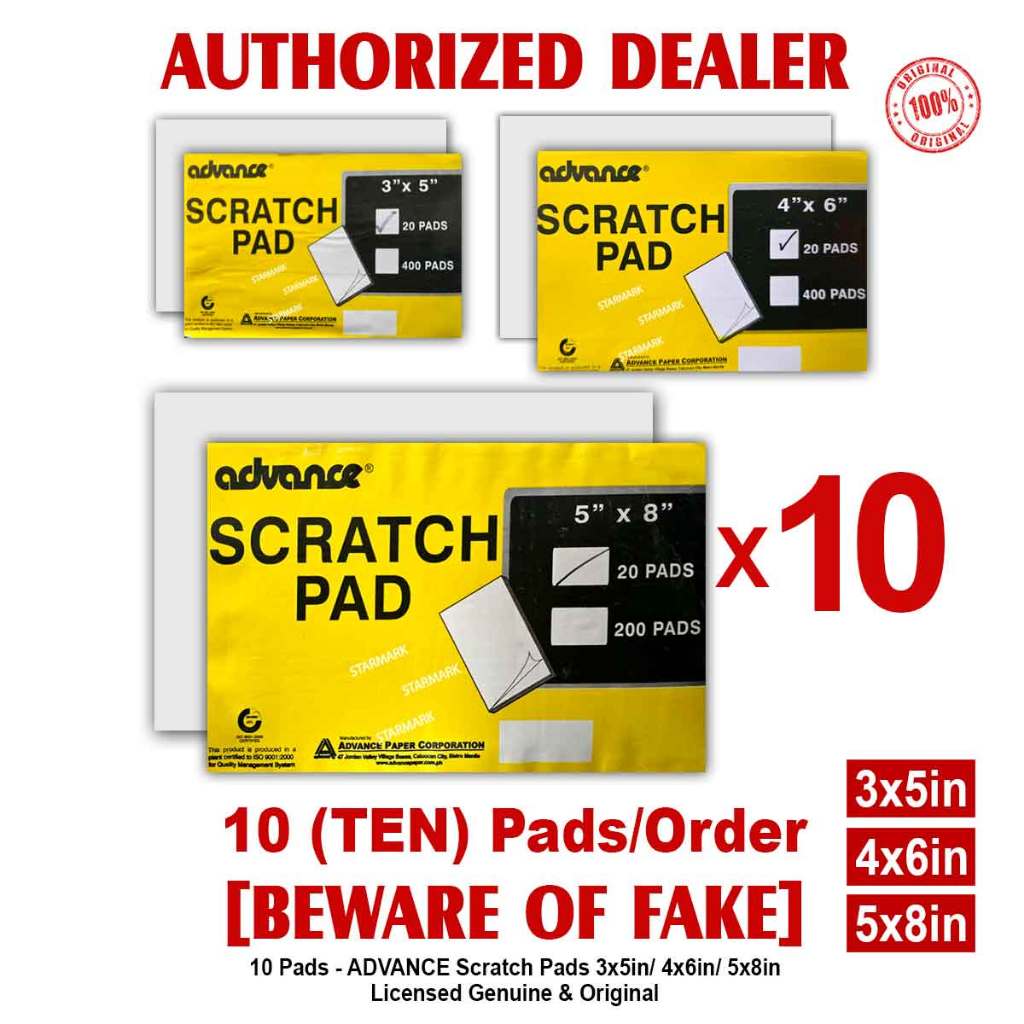 ADVANCE Scratch Pad Pads 3x5in 4x6in 5x8in Note Pad Pads Memo Pad Blank ...