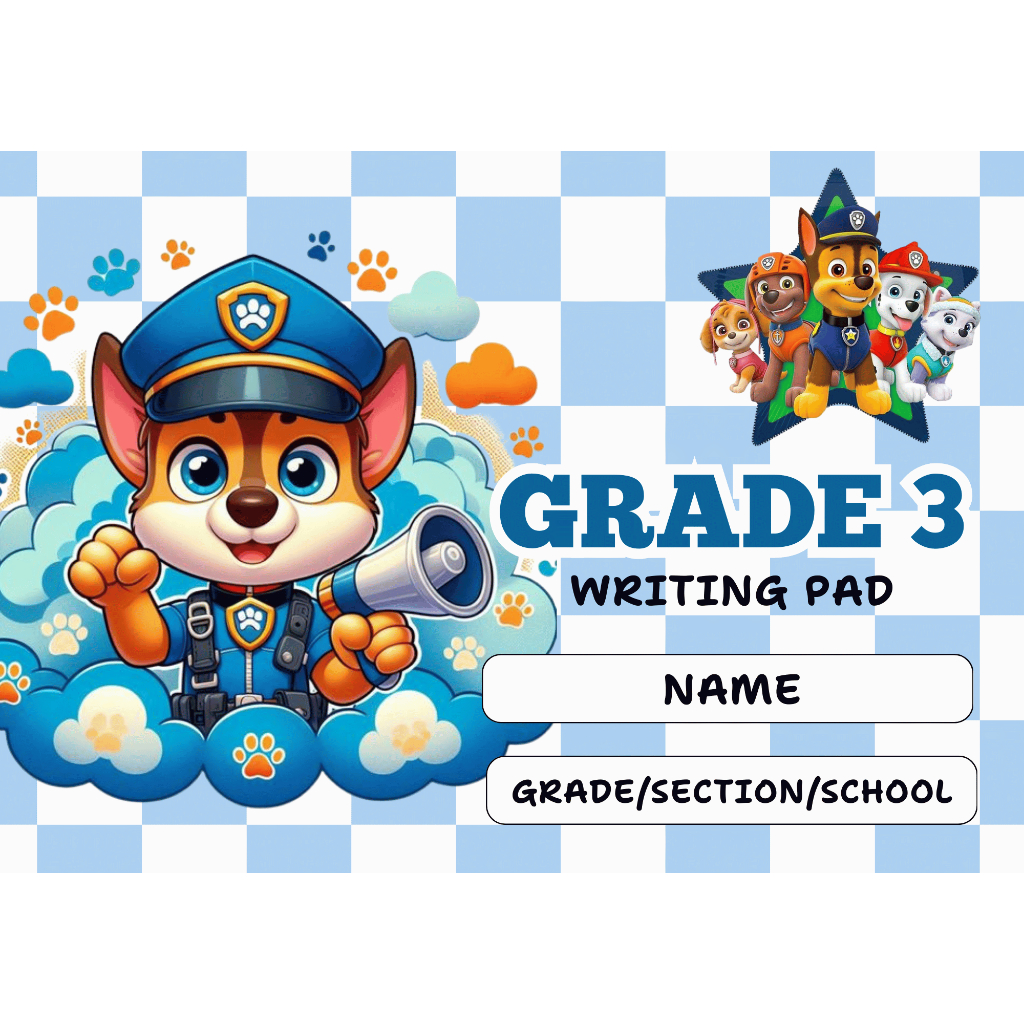 Personalized/Customized Pad Paper - Kinder, Grade 1, 2, 3 and 4 - 50 ...