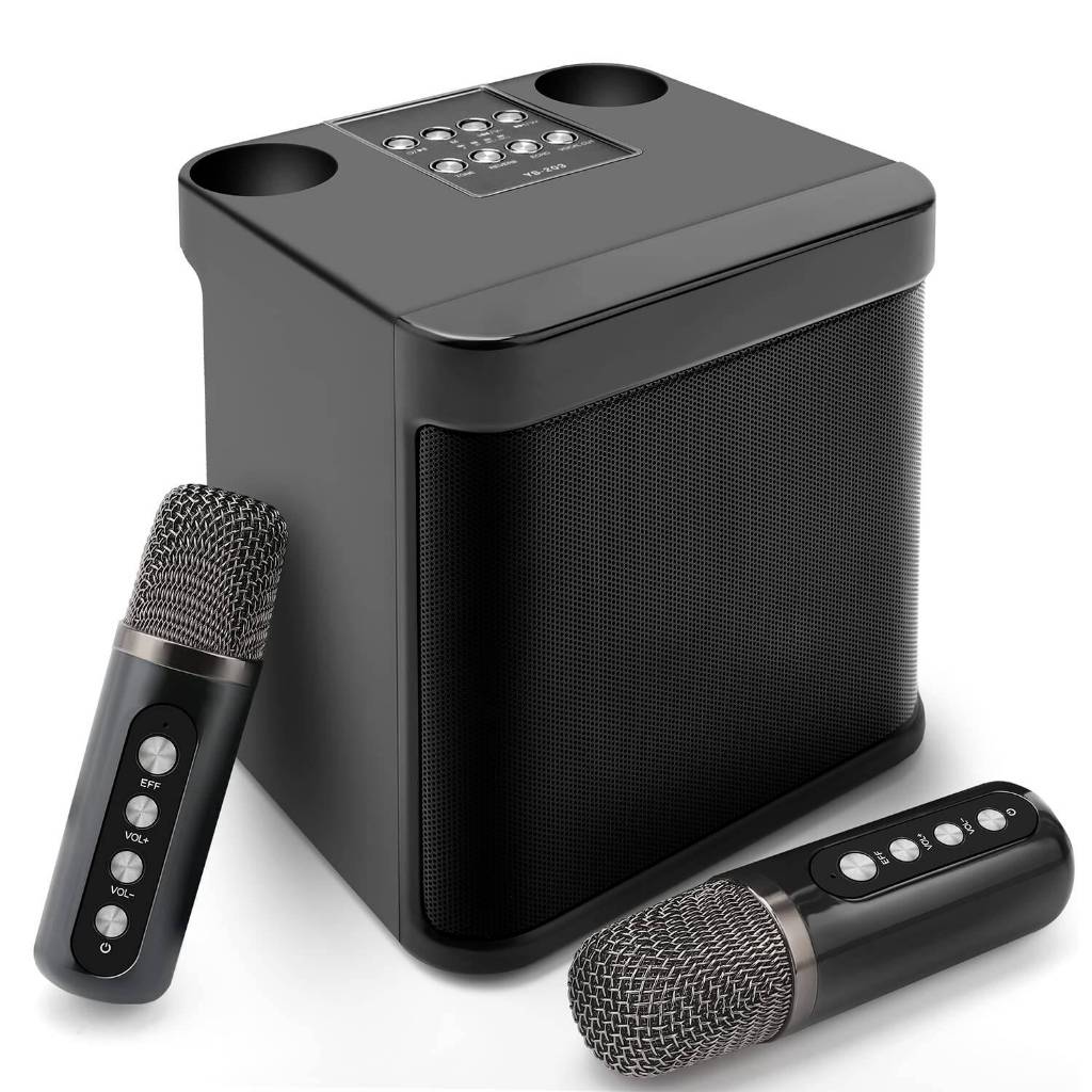 Bluetooth Speaker with mic Wireless Bluetooth Dual Microphone Karaoke ...