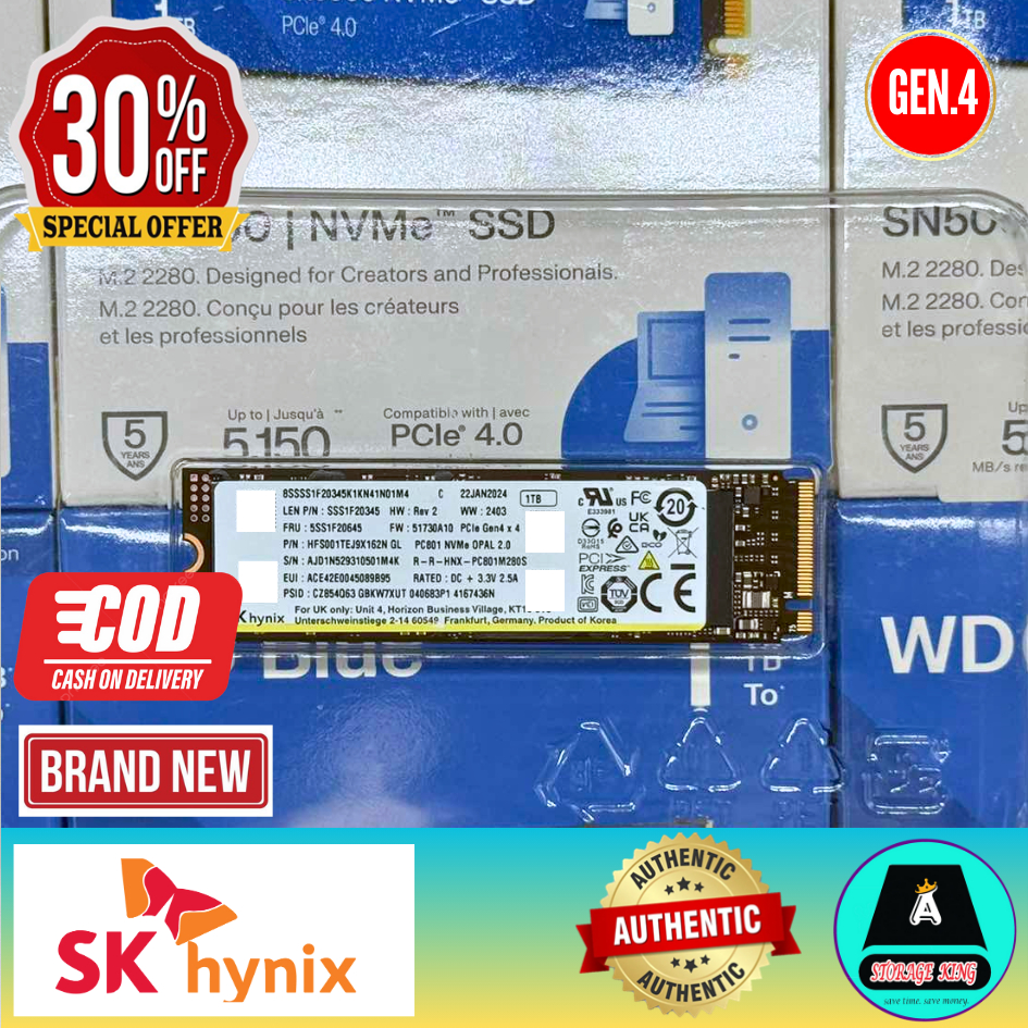 1TB SK hynix PC801 PCIE4.0 M.2 2280 Solid State Drive NVME for PC