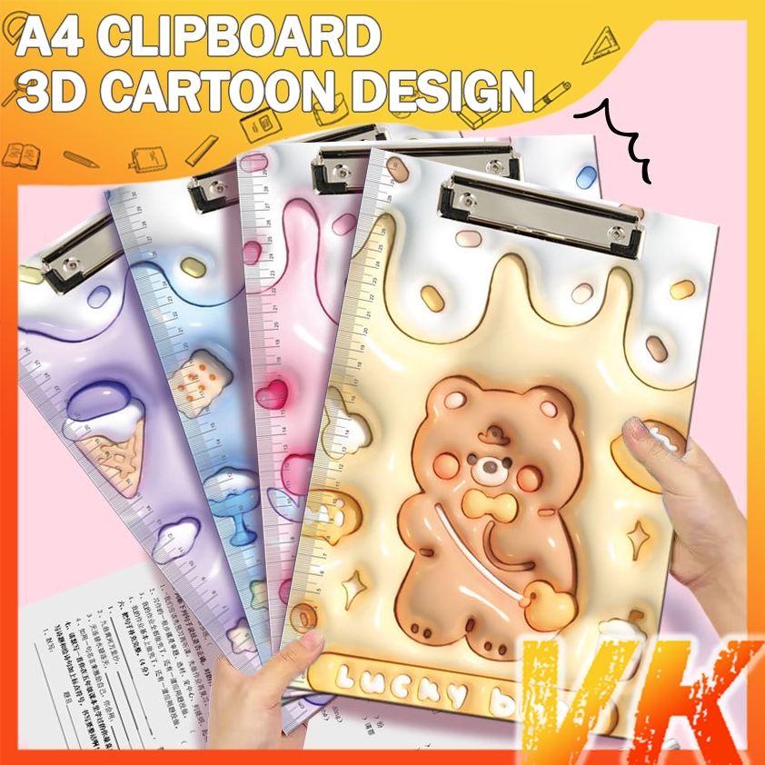 VK A4 Clipboard Cute 3D Cartoon Folder Document Folders Office File ...