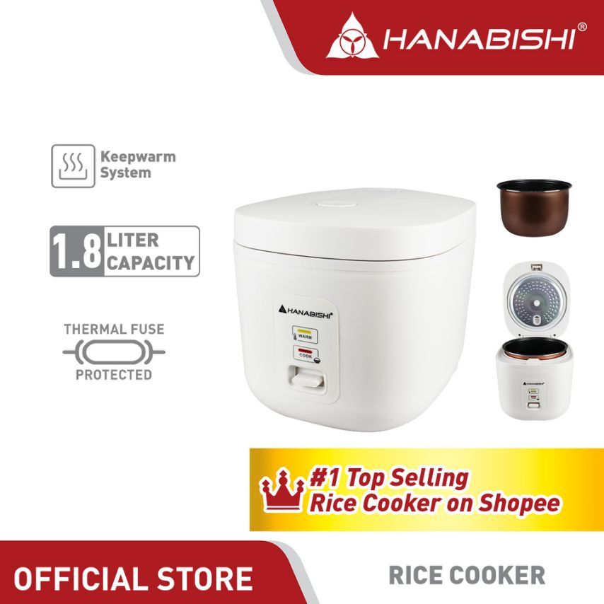 Hanabishi Square Rice Cooker Pearl White Series HSQRC18WHT | Shopee ...