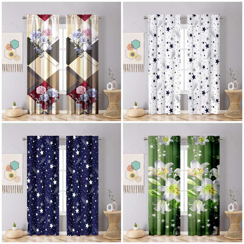 Buy 1 Take 1 Poly Cotton Floral Windor Door Curtain Kurtina 100x210cm ...