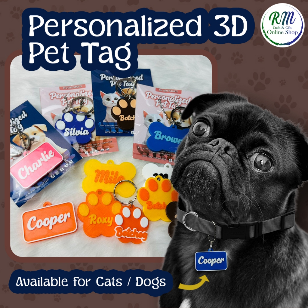 Personalized 3D Pet Tag for Cats and Dogs - Customizable Pet Name Tag ...