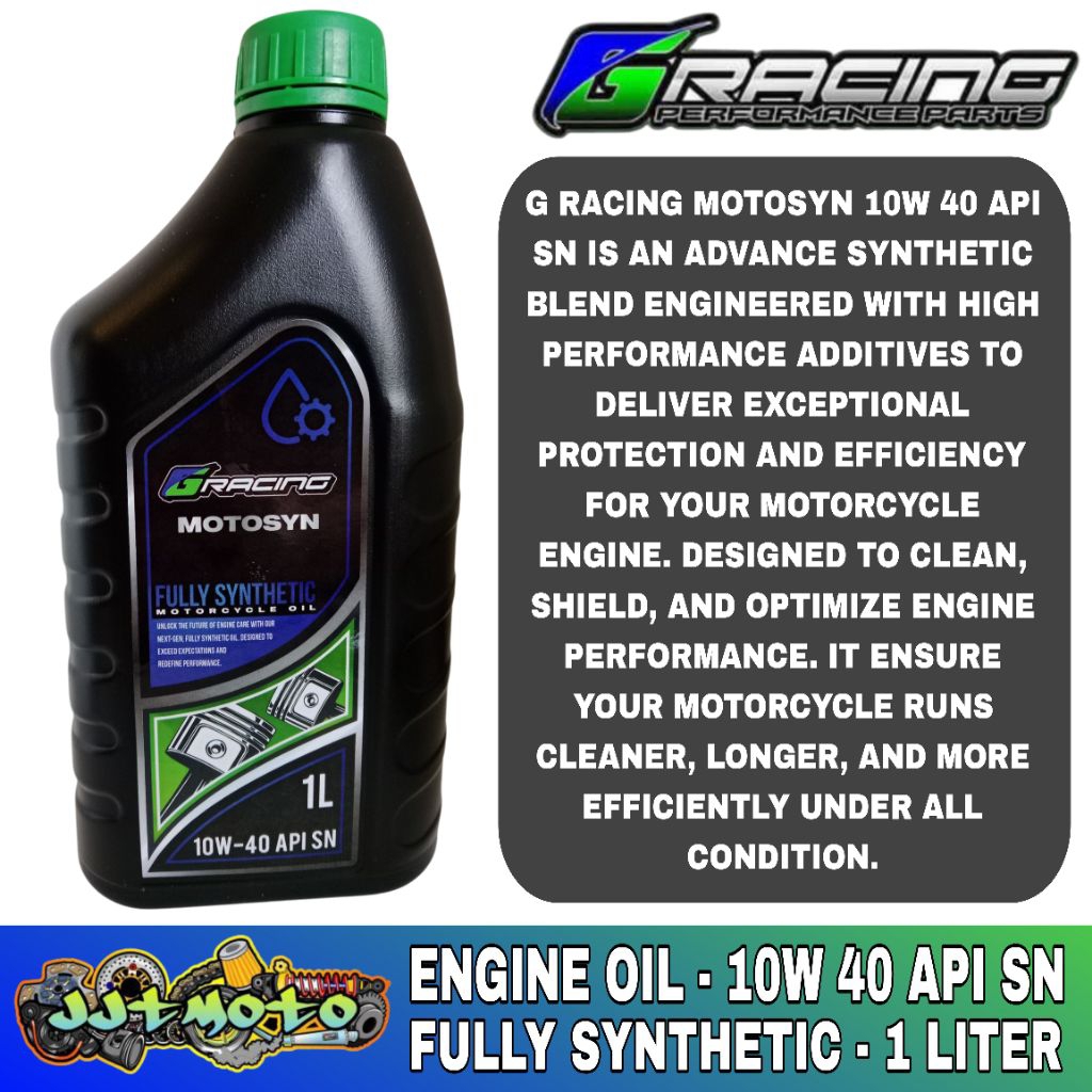 G RACING ENGINE OIL 10W 40 API SN | Shopee Philippines