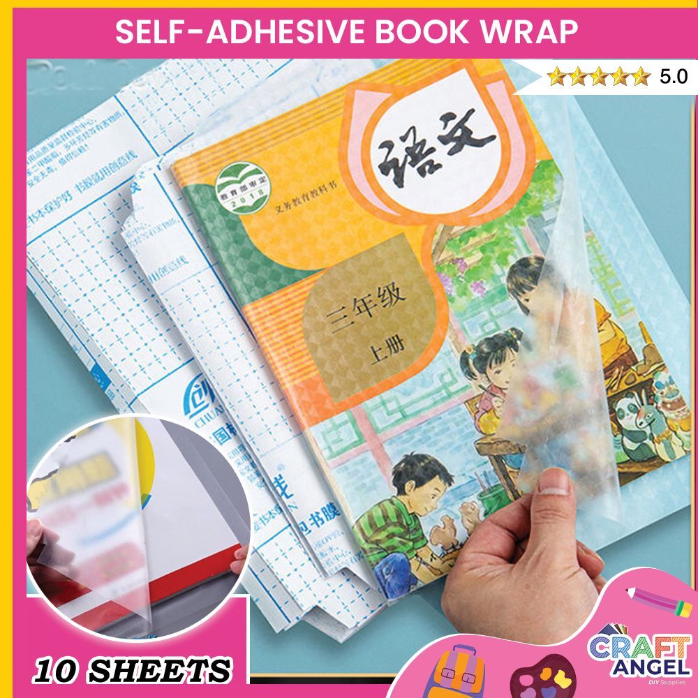 10pc Sheets Transparent Self-adhesive Book Wrapper Diamond Self ...