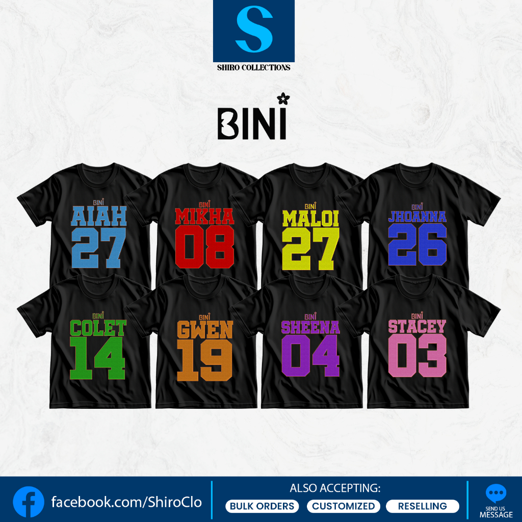 BINI design t-shirt Blooms Merch Bini Members Cotton Roundneck Salamin ...