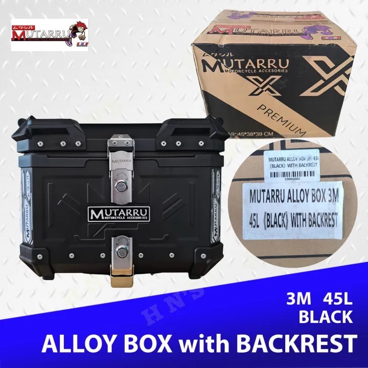 MUTARRU Alloy Top Box 45Liters w/ Back Rest ( Black ) | Shopee Philippines