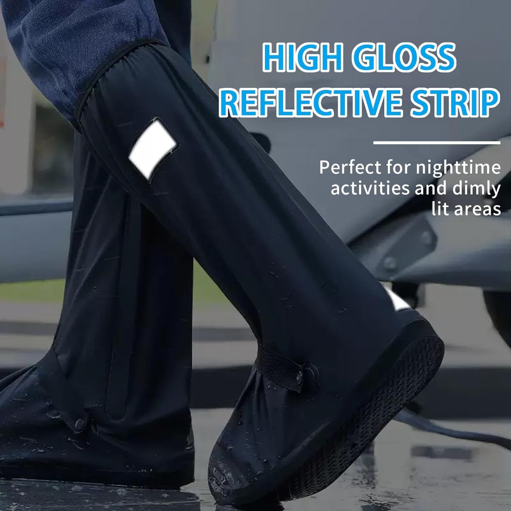 Thick waterproof rain boots with anti slip double-layer zipper and knee ...