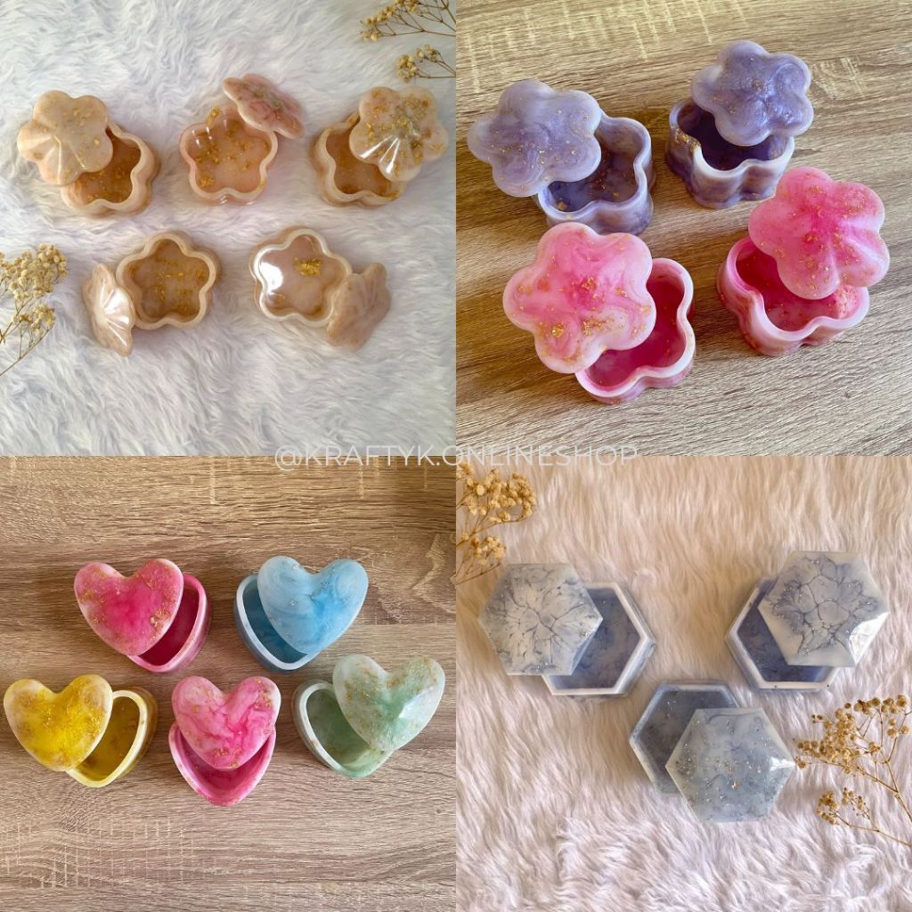 Handmade Resin Jewelry Box | (CUSTOMIZED COLOR) Marble with Flakes ...