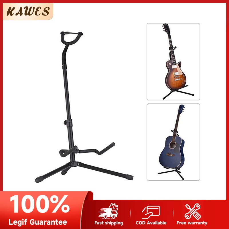 KAWES Collapsible Iron Tripod Guitar Stand with Safety Support for ...