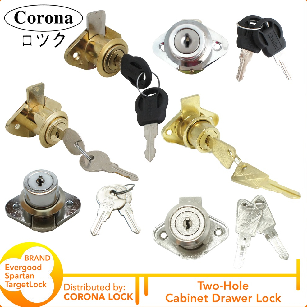 Cabinet Drawer Lock Two Hole Diamond Shape (Silver & Gold) | Shopee ...