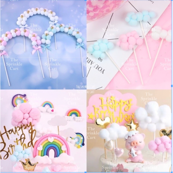 Colorful Rainbow Cloud DIY Topper Decoration | Shopee Philippines