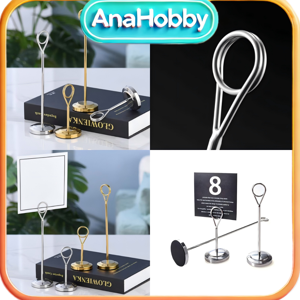 20CM Stainless Steel Table Number Holder Gold Silver Card Clip Menu ...