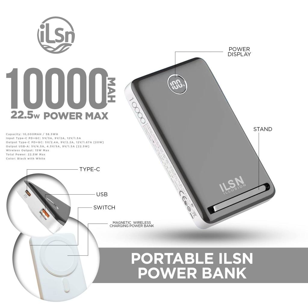 ILSN Portable Powerbank 10,000mah (Wireless) | Shopee Philippines