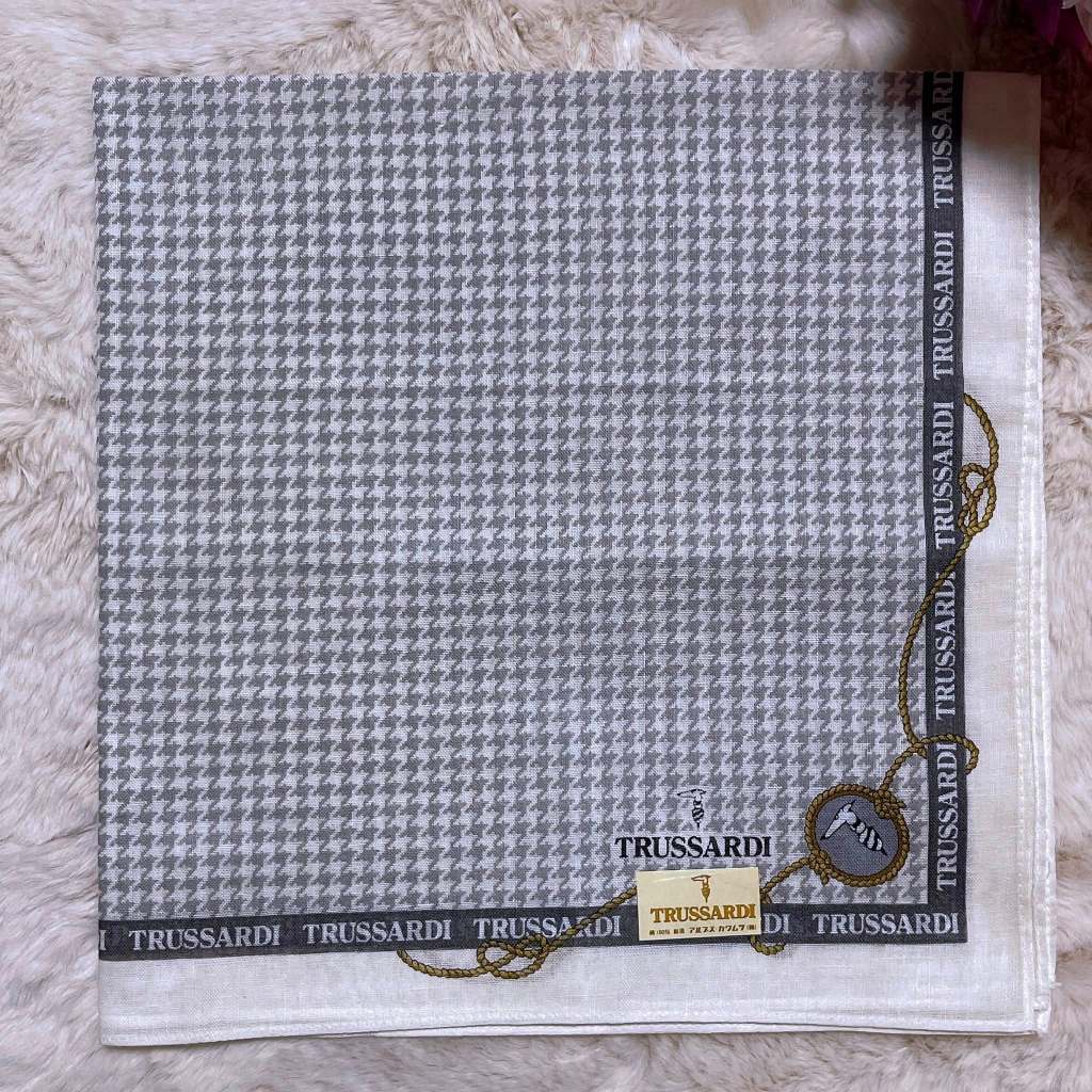 Whispers of Italian Elegance — TRUSSARDI Handkerchief — Houndstooth ...