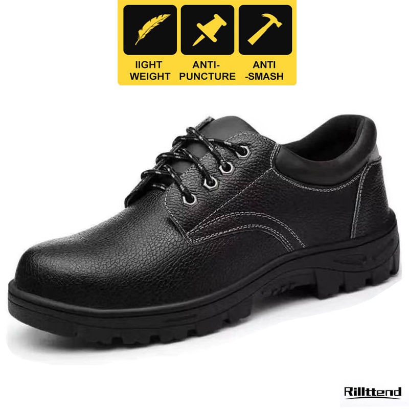 【Ready Stock】Safety Shoes Men Steel Toe Work Shoes Lightweight Anti-slip  Anti-smash Work Footwear