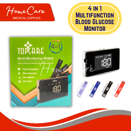 4in1 TOPCARE Glucometer Multimeter, Strips ( Cholesterol Uric ...