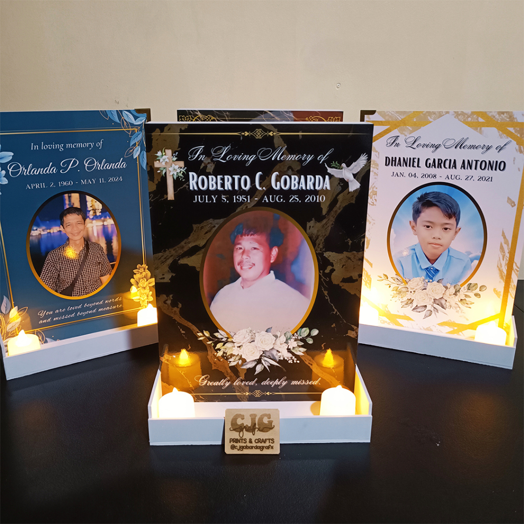 Customized Lapida / Memorial Display with LED Candle | Shopee Philippines