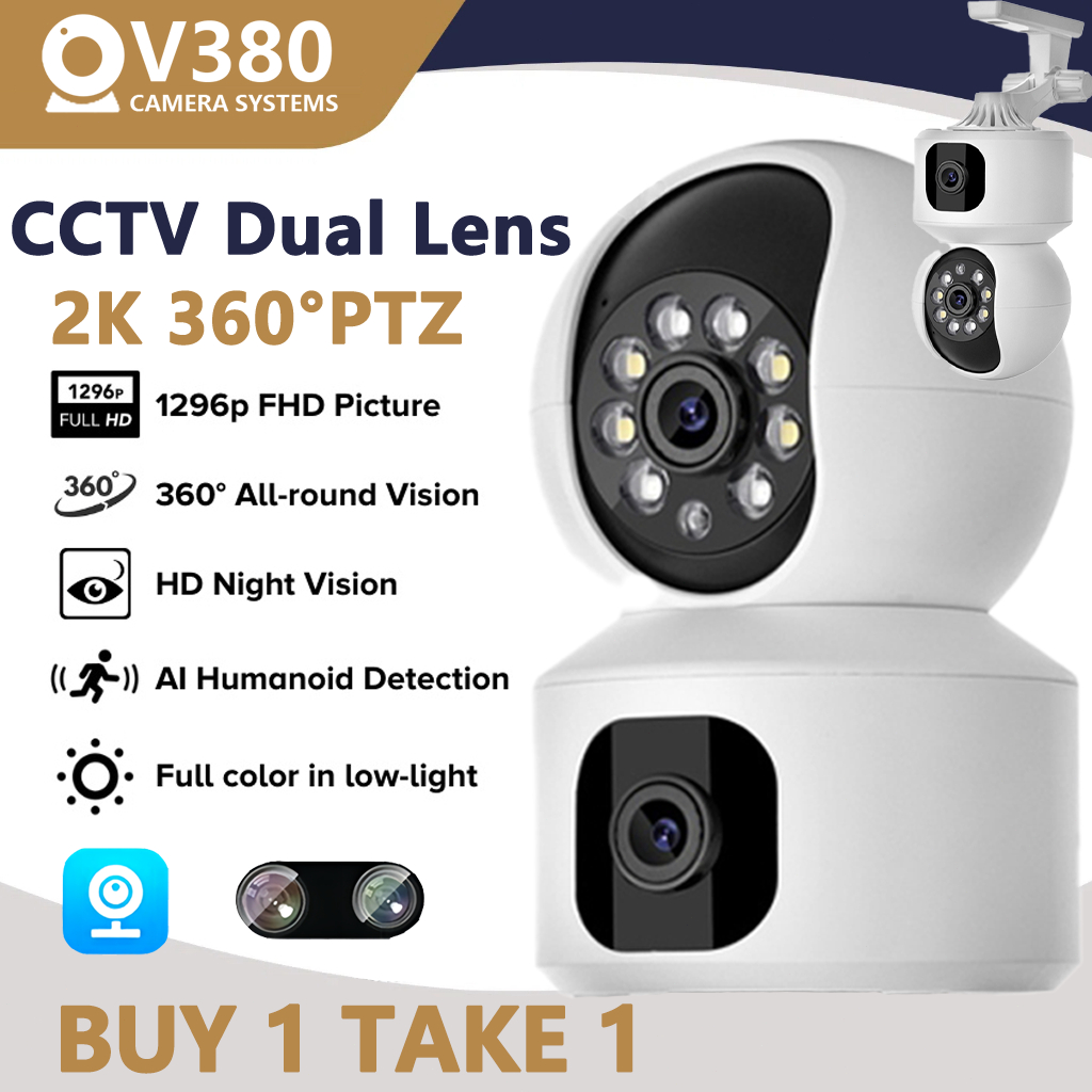 BUY 1 TAKE 1 V380 Pro CCTV Camera Dual Lens No Wifi Needed Connect to ...