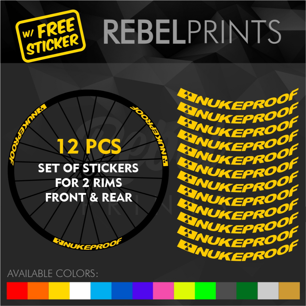 NUKEPROOF (12 pcs) Wheel Rim Sticker Decals Vinyl for Mountain Bikes ...