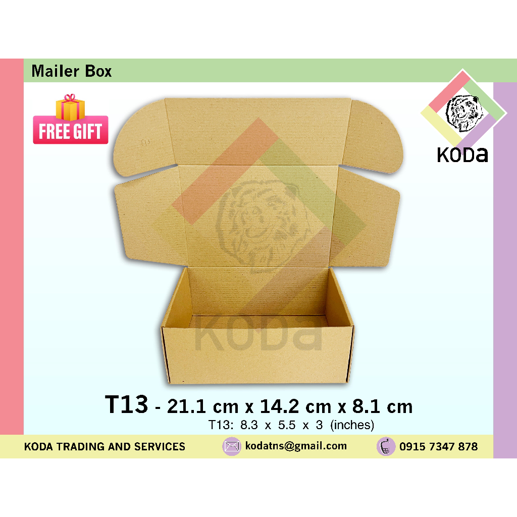 Koda T13 T-Mailer Box Corrugated Kraft Brown Shipping Gift Packaging ...