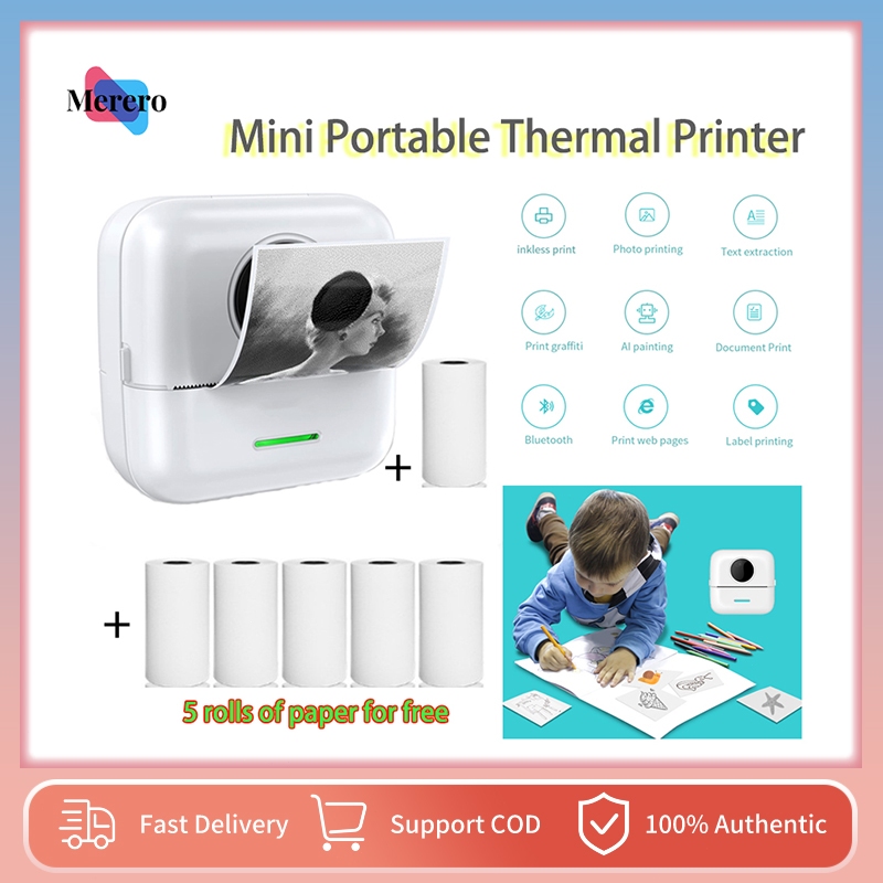 Mini Portable Thermal Printer Pocket Printer Wireless Bluetooth Android ...