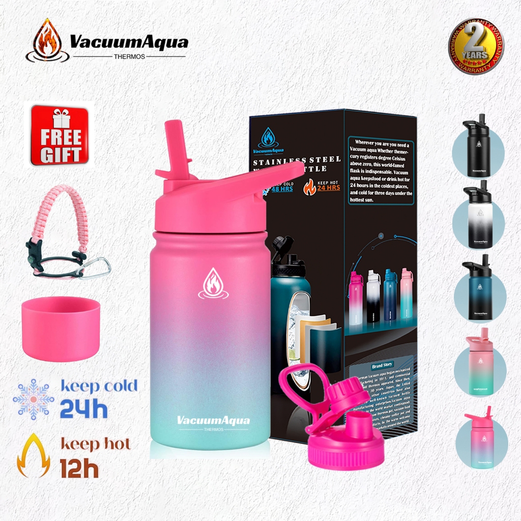 Vacuum Aqua 14oz Tumble for Kids Wide Mouth Flask Insulated Stainless