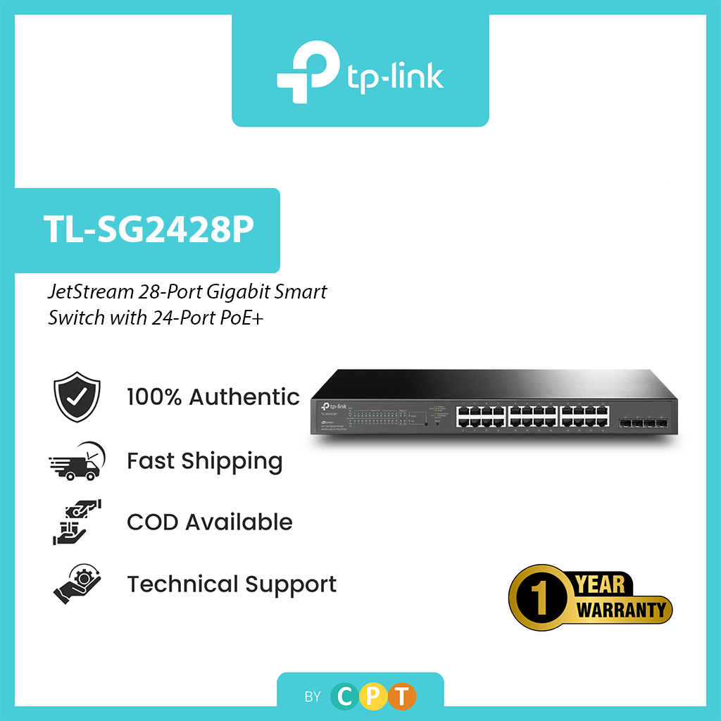 TP-Link TL-SG2428P JetStream 28-Port Gigabit Smart PoE Switch with 24 ...