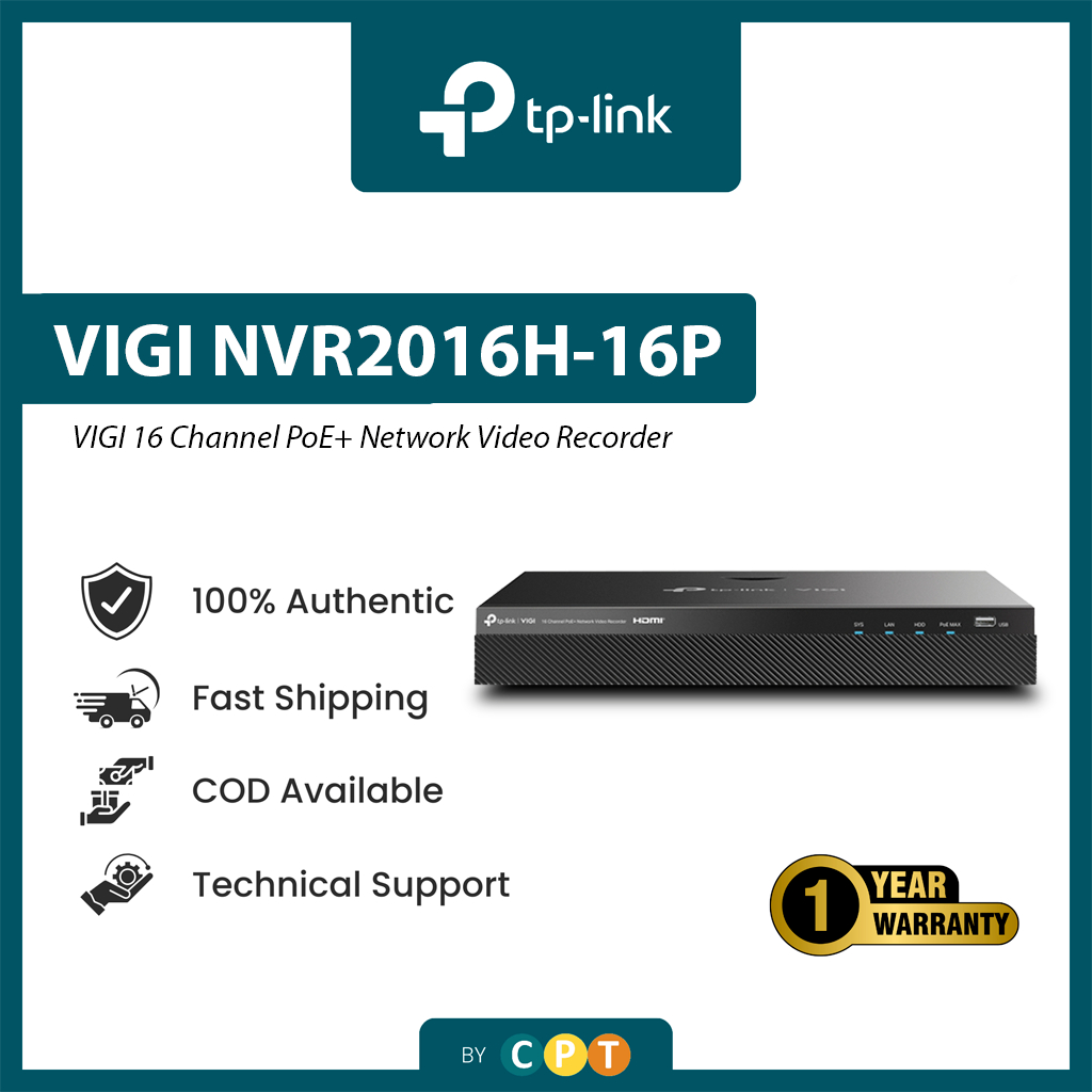 TP-Link VIGI NVR2016H-16P VIGI 16 Channel PoE+ Network Video Recorder ...