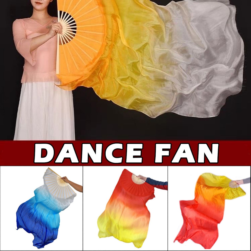 1.8M Dance Fan Belly Dance Bamboo Fan Fashion Colorful Performance Long ...