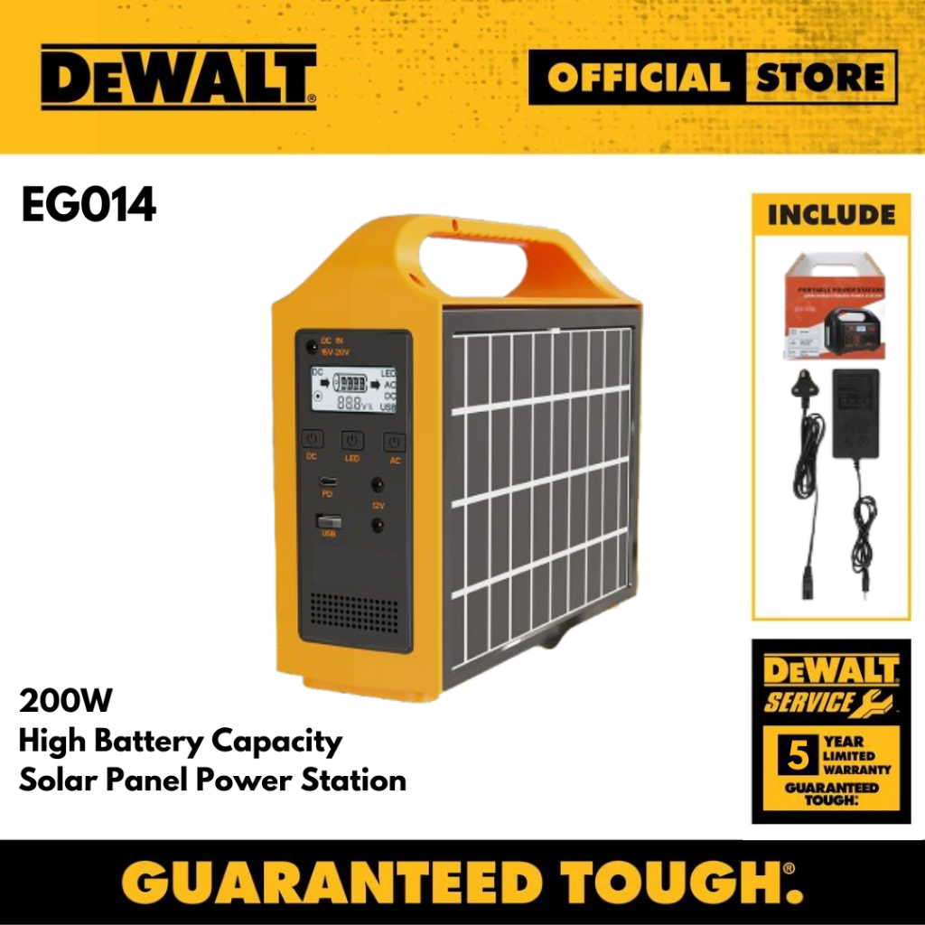 DeWalt 100W / 200W Portable Mobile Power Bank With BuiltIn Solar