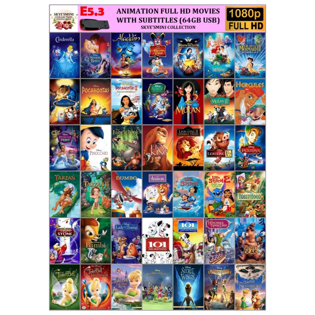 E5.3 Bluray Movies in [64gb Flash Drive] with Animation 1080p Full