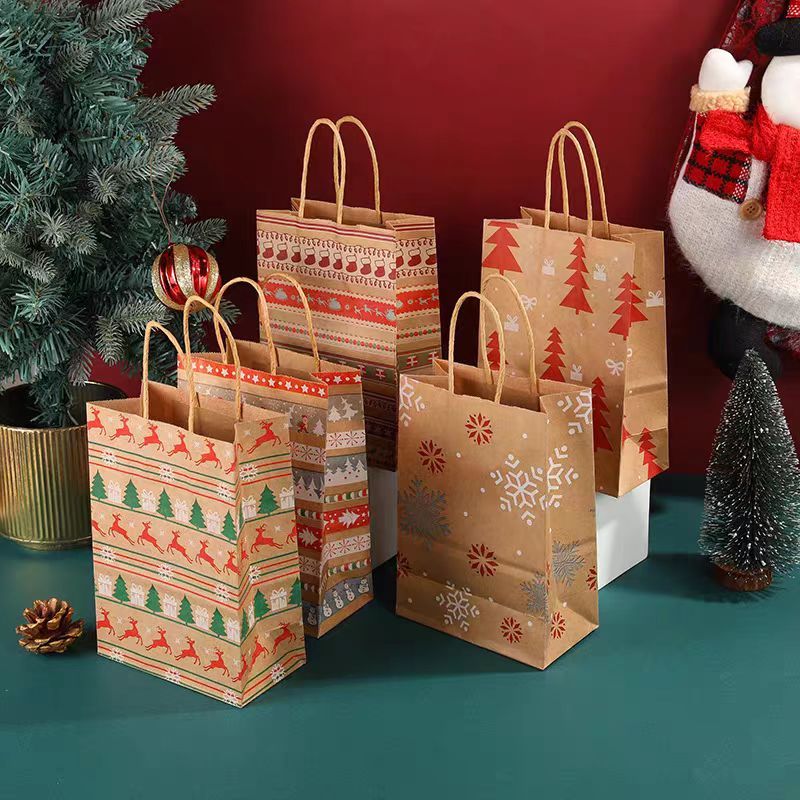 Kraft Paper Bag Christmas Gift Handbag Tote Packing Storage Lootbag ...