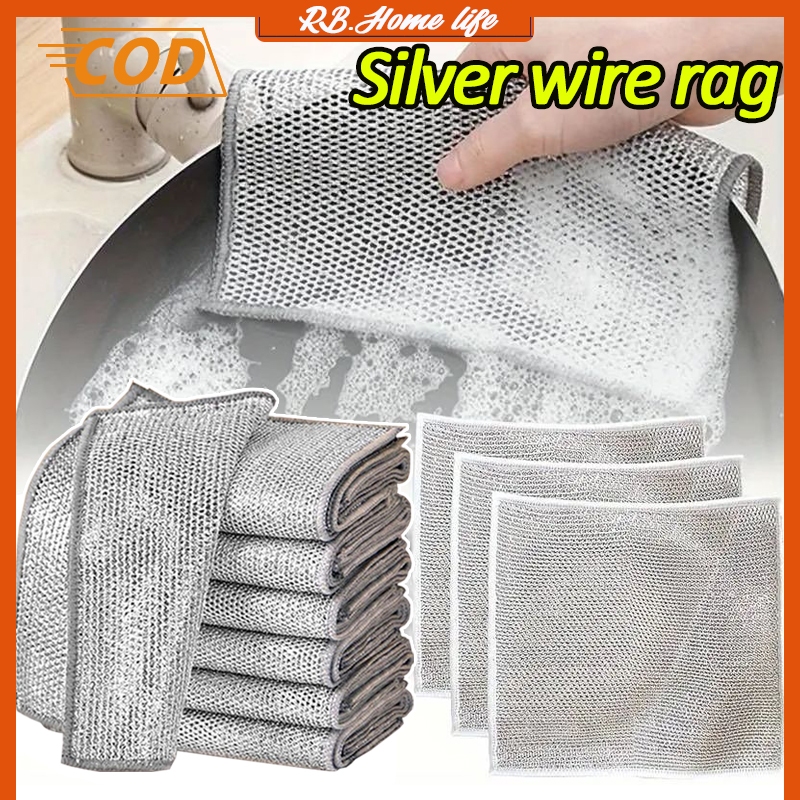 Wire Cleaning Cloth Dishwashing Scrubber Non-Scratch Wire Dishcloth ...