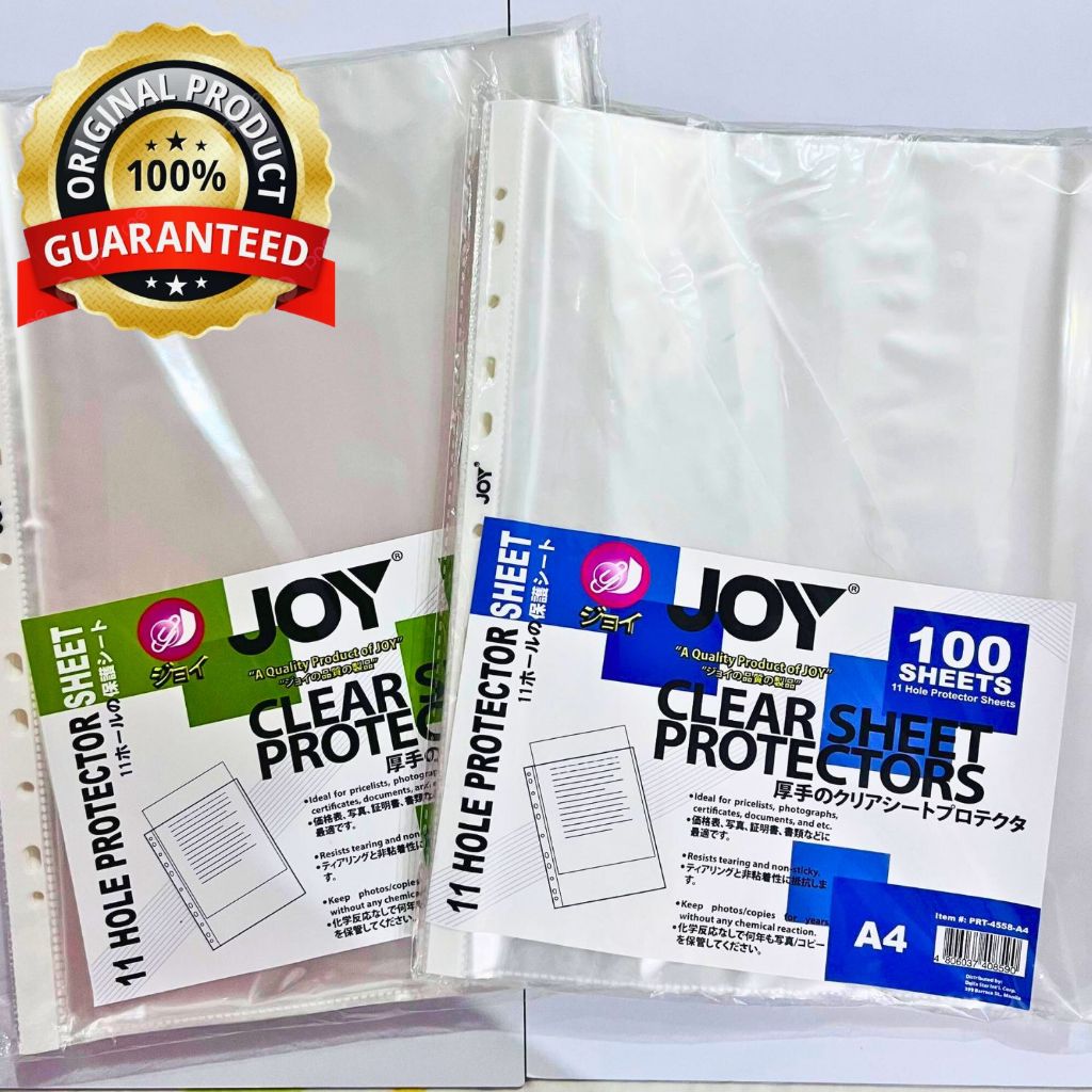 JOY CLEAR SHEET PROTECTORS 11 HOLES LONG/A4 (SOLD PER PACK OF 100 ...