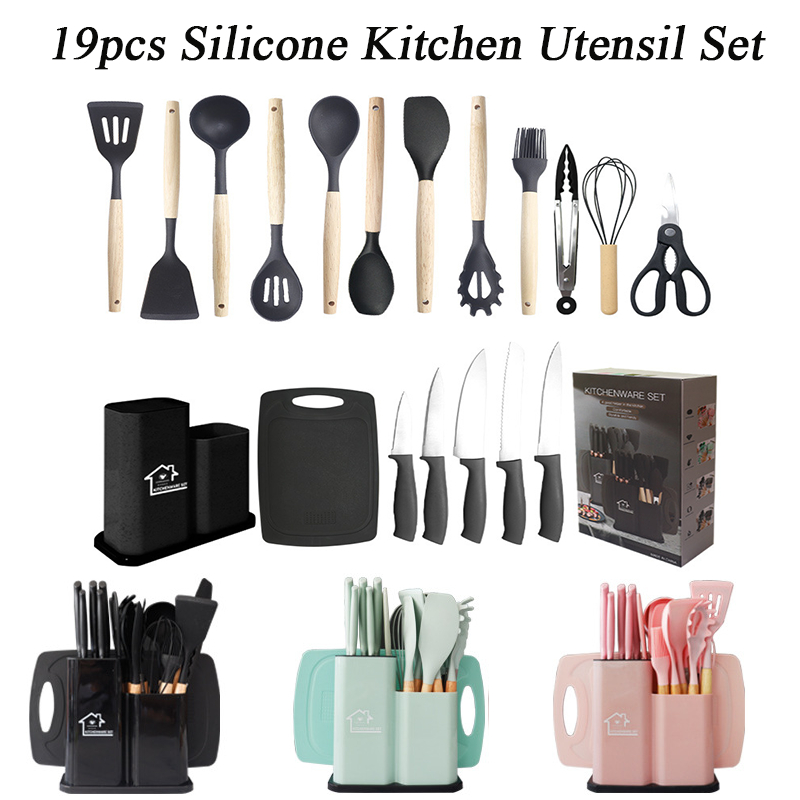 19PCS silicone kitchen utensils set Spatula For Non Stick Pan Shovel