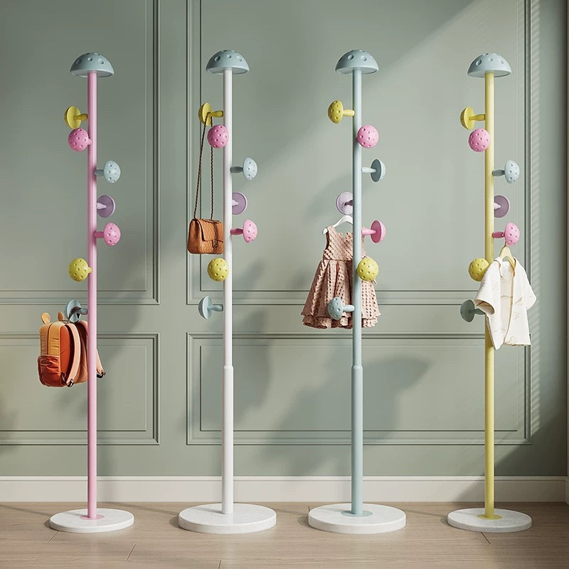 HOHXFYP Metal Coat Stand With 7 Mushroom Hooks – 65.7 Inch, Space-Saving, Free-Standing, Blue