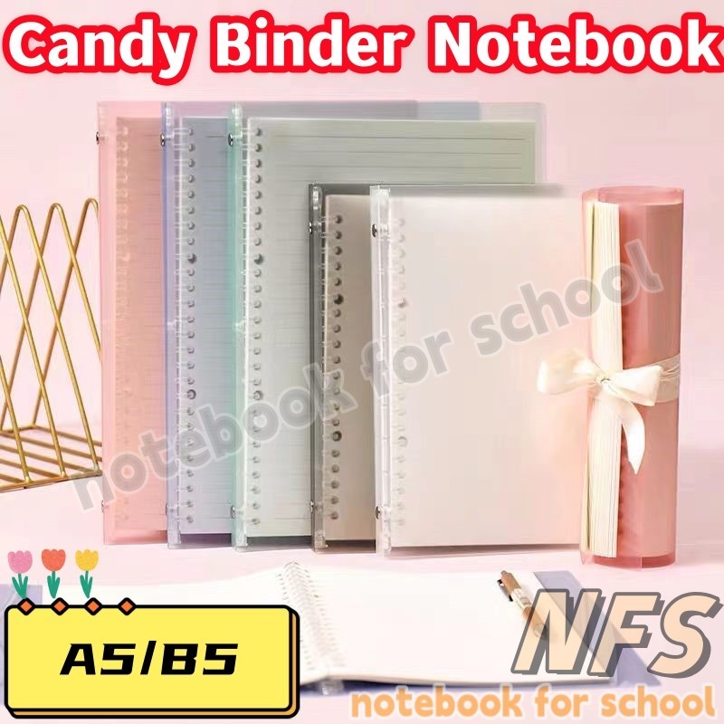 NFS A5/B5 Clear Candy Soft Leather Cover Binder Notebook Student School