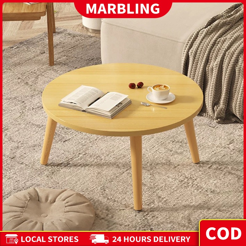 ⚡COD⚡Wooden Round Coffee Table Living Room Sofa Center Table Corner ...