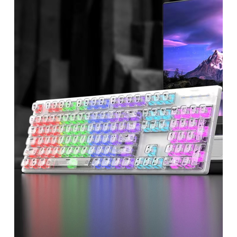 Zeus 104 Keys Transparent Crystal Keycaps Wired RGB Mechanical Keyboard ...