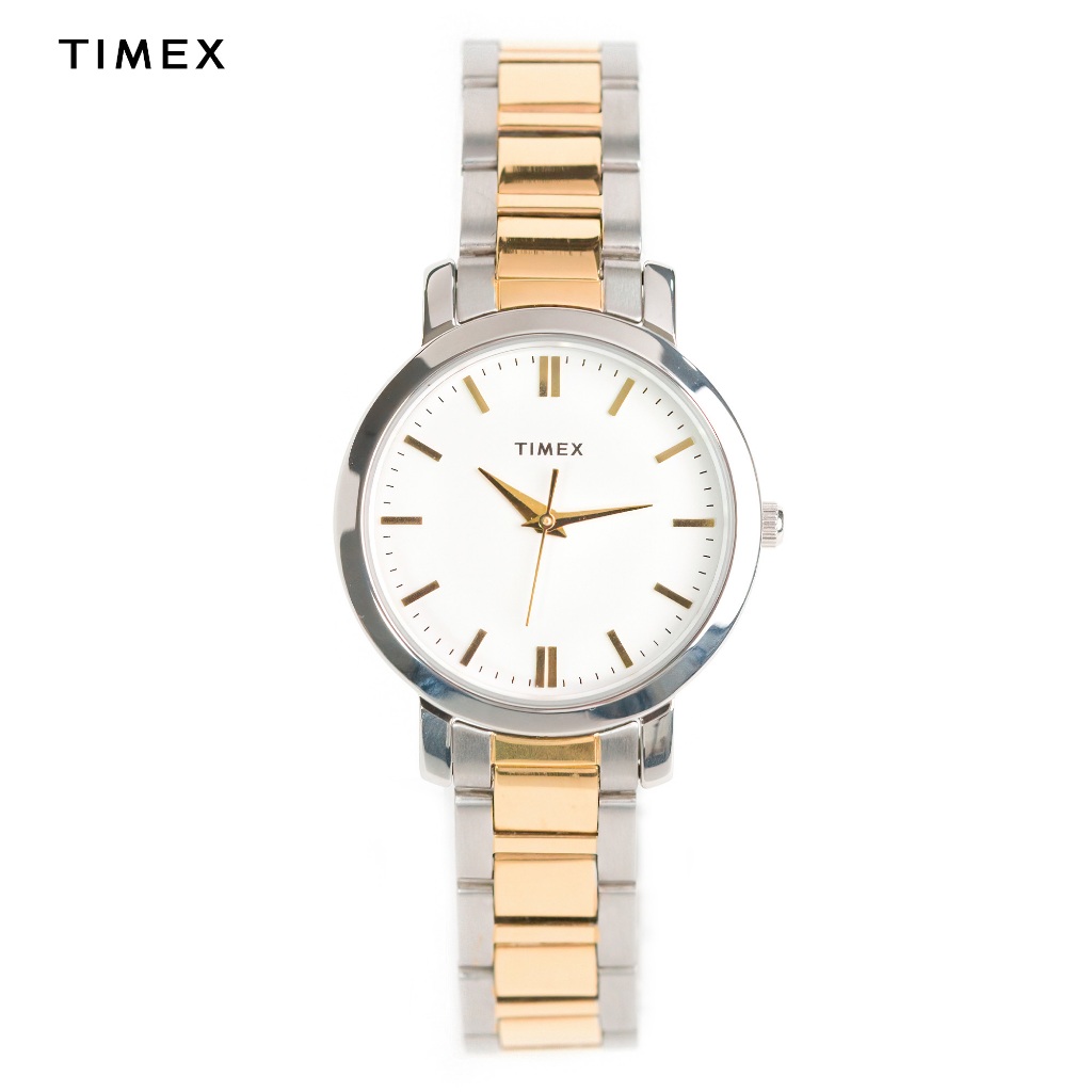 Timex 24H Series Two Tone Gold Silver Brass Analog Watch For Women TW024HL24E CLASSICS