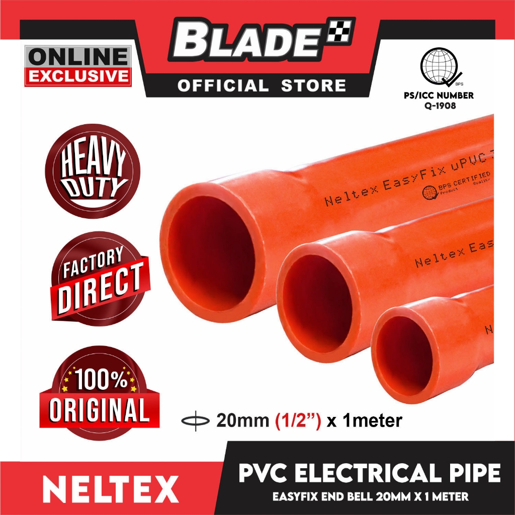 Neltex EasyFix PVC Electrical Pipe End Bell 32mm x 1 meter Electrical ...