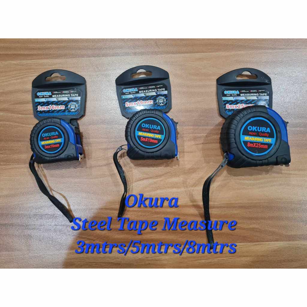 Okura Steel Tape Measure 3 mtrs / 5 mtrs / 8 mtrs Nylon Coated Metro ...