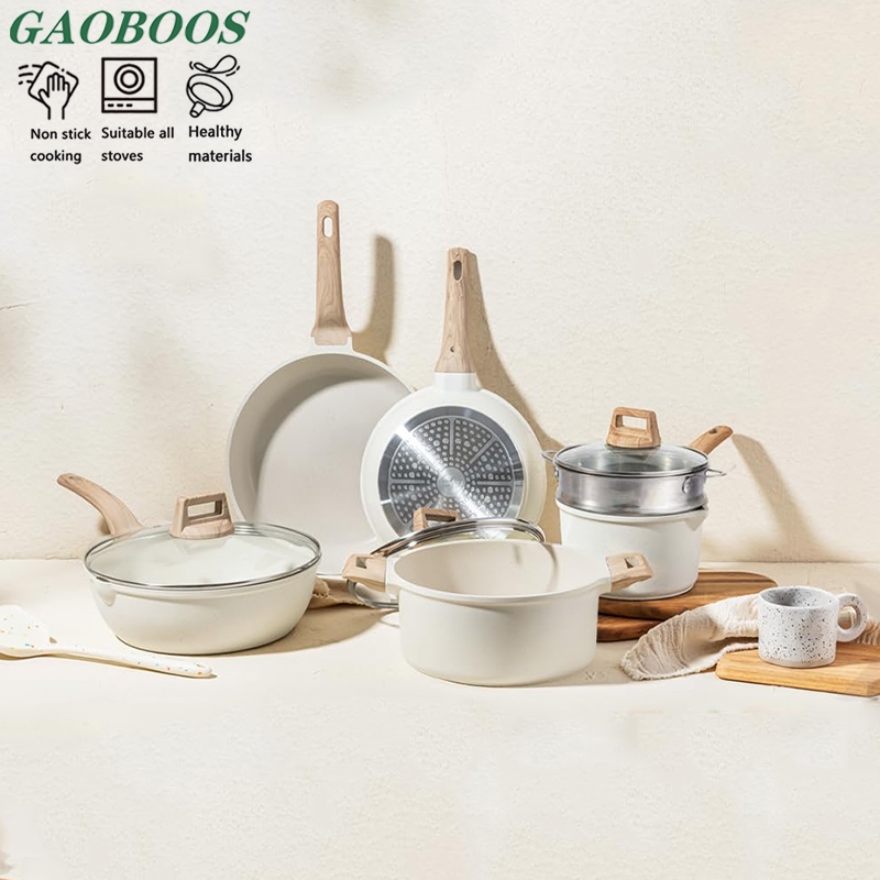 GaoboosNonstick Ceramic Rock 7 Pcs Cookware Set Non PFAS&PFOA Suitable ...