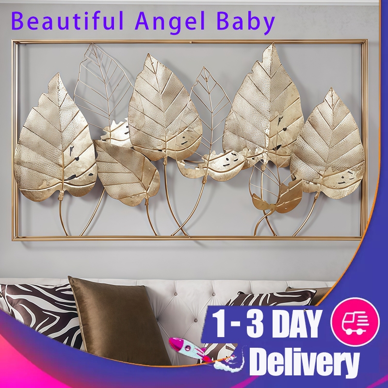 130cm Double-Layer Frame 3D Golden Leaf Wall Decoration Wall Hanging ...