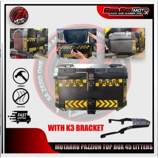 Z1 Moto High Quality Hard Plastic Mutarru Top Box 45L With K3 Bracket ...