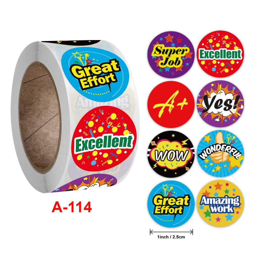 500pcs/roll round shape emoticon toys stickers teacher children reward ...